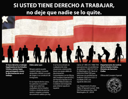 西班牙语的工作权海报照片